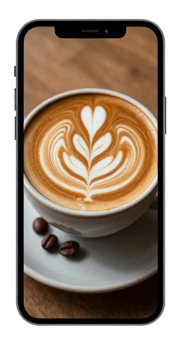 Ilustrasi layar menu kopi di ponsel